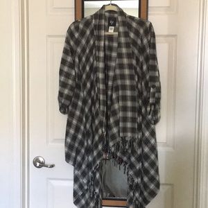 Long flannel cardigan